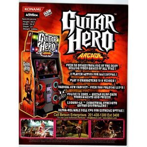 Guitar Hero Arcade Game FLYER Original 2009 Video Artwork Rock Music Promo